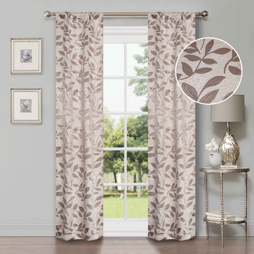 Leaves Washable 36" Wide Rod Pocket Room Darkening Blackout Curtains, Set of 2 - Picture 67 of 171