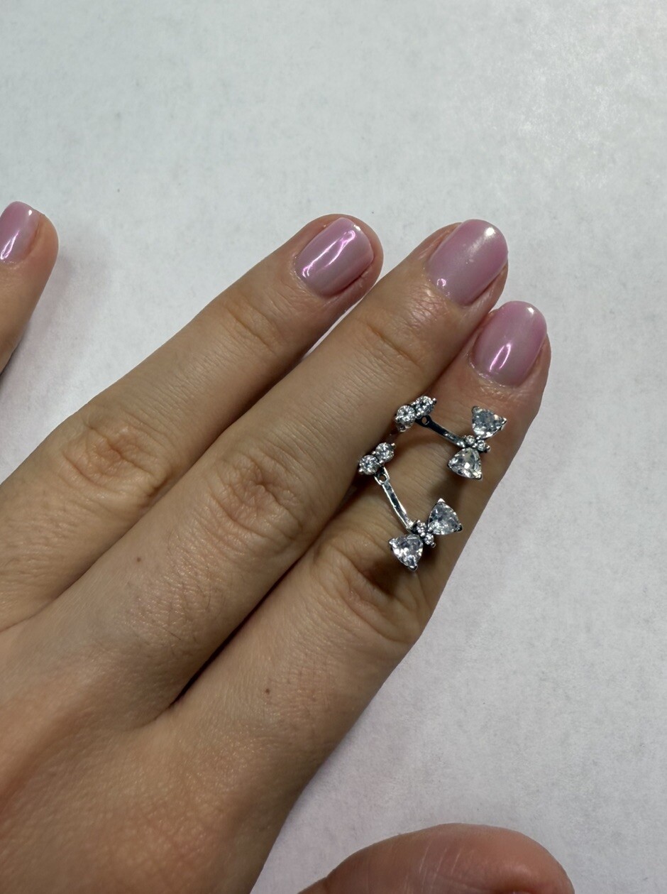 Pandora Sparkling Bow Drop Earrings in Sterling Silver