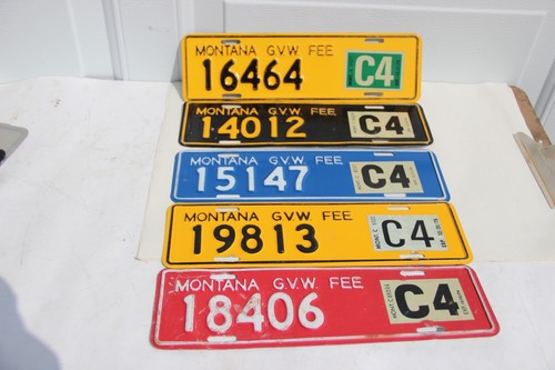 5 Montana GVW FEE Nummernschilder kleiner Oldtimer sehr schön 1972 - 1976