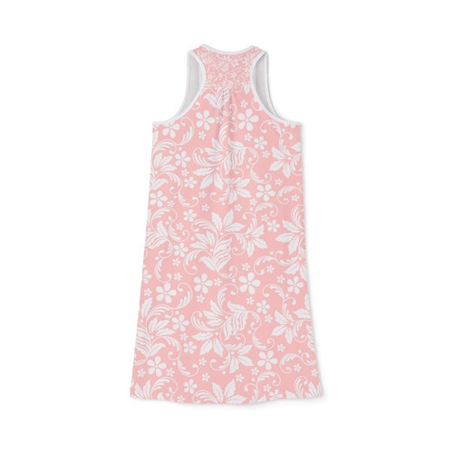 Pink Floral Women's Racerback Dress, Summer Dress, Beachwear, Casual Dress - Picture 3 of 9