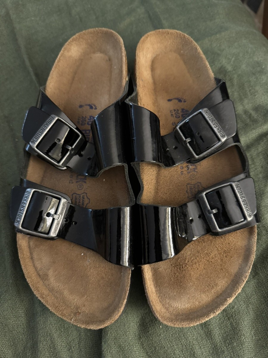 BIRKENSTOCK Arizona Black Patent Leather Sandal 40 Wms 9 Men's 7