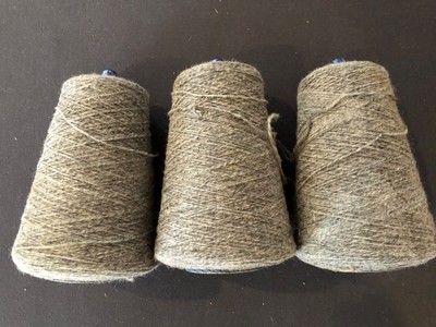 Set of 3 Dorr Woolen Co. 7/8 Superfine Wool Blend Yarn in Gray on Cone