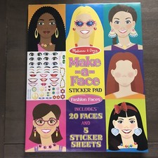 Melissa  Doug Make-a-Face Fashion Faces, 20 Faces 5 Sticker Sheets Sticker Pad