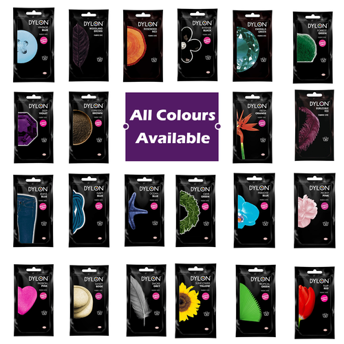 Dylon Wash Machine Hand Fabric Clothes Dye 50g Sachet wash and dye 22 Colours