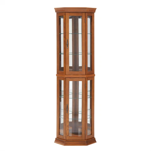 6 Shelf Corner Curio Display Cabinet,69.49"H Lighted Wooden Bar Glass Cabinet - Picture 8 of 47