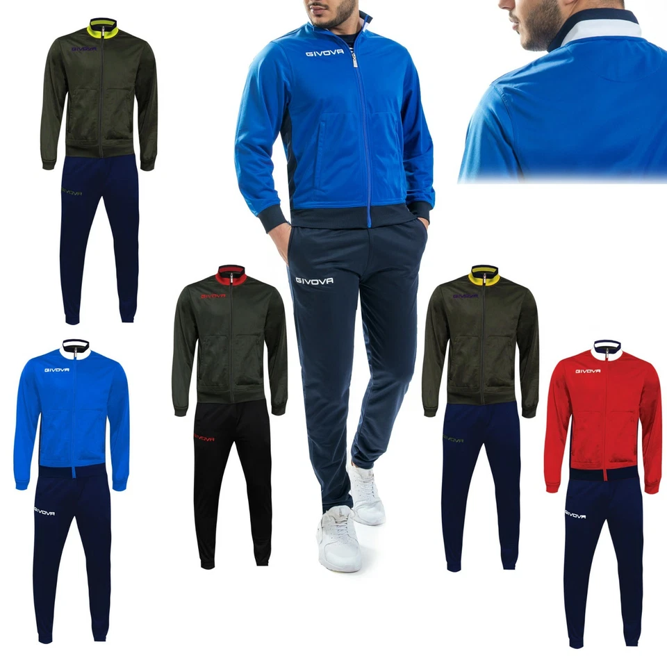 TUTA SPORTIVA GIVOVA VISA ALLENAMENTO RUNNING ZIP UOMO DONNA UNISEX PALESTRA - Immagine 2 di 4
