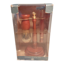 Vintage Boots Monogram Men wooden Shaving Set Brush Stand brass plated