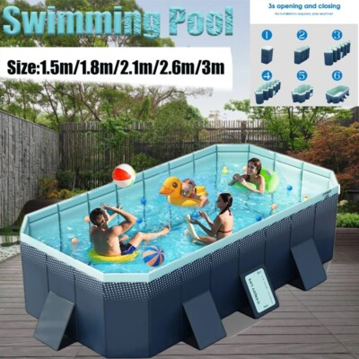 #ad Large Foldable Swimming Pool Set Above Ground Pools Non Inflatable Frame Pools