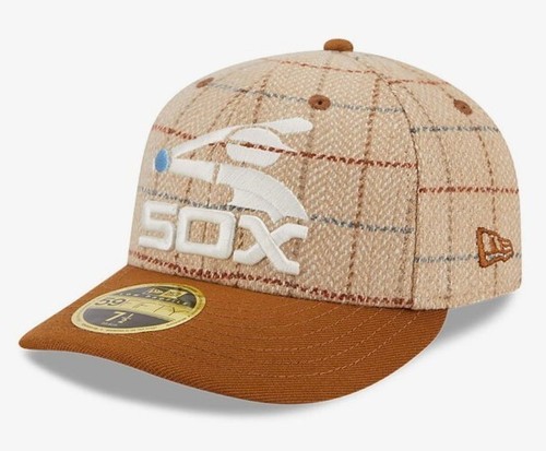 New Era Chicago White Sox MLB Herringbone Check Beige 59Fifty Fitted Cap 7 1/4 - Picture 4 of 7