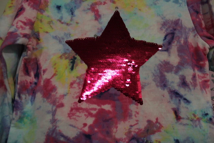 NEW Kate Mack Biscotti Size 5 Shiny Pink Pleat Skirt Tie dye Sweat shirt Dress - Image 2 of 4