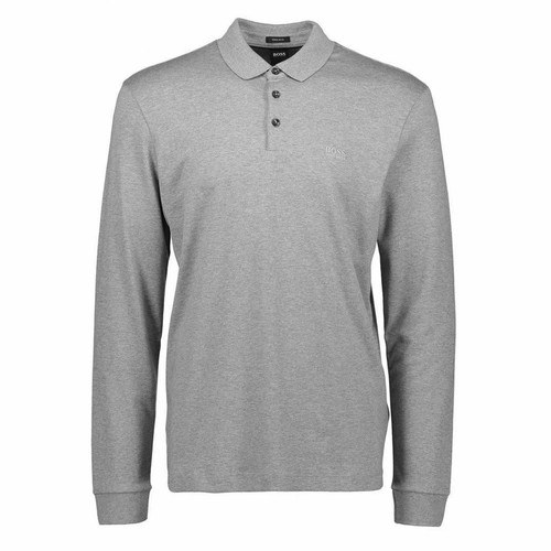 Long Sleeved Jersey Polo Light Grey 