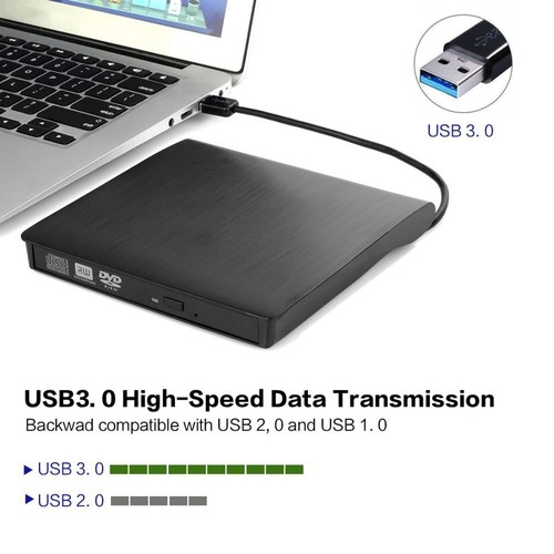Externes DVD Laufwerk USB 3.0 Brenner Slim CD DVD+RW Brenner Für PC Laptop 5V - Afbeelding 2 van 14