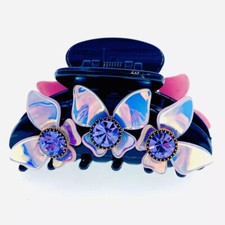 USA Butterfly ACRYLIC HAIR CLAW JAW CLIP made with SWAROVSKI CRYSTAL Purple A16