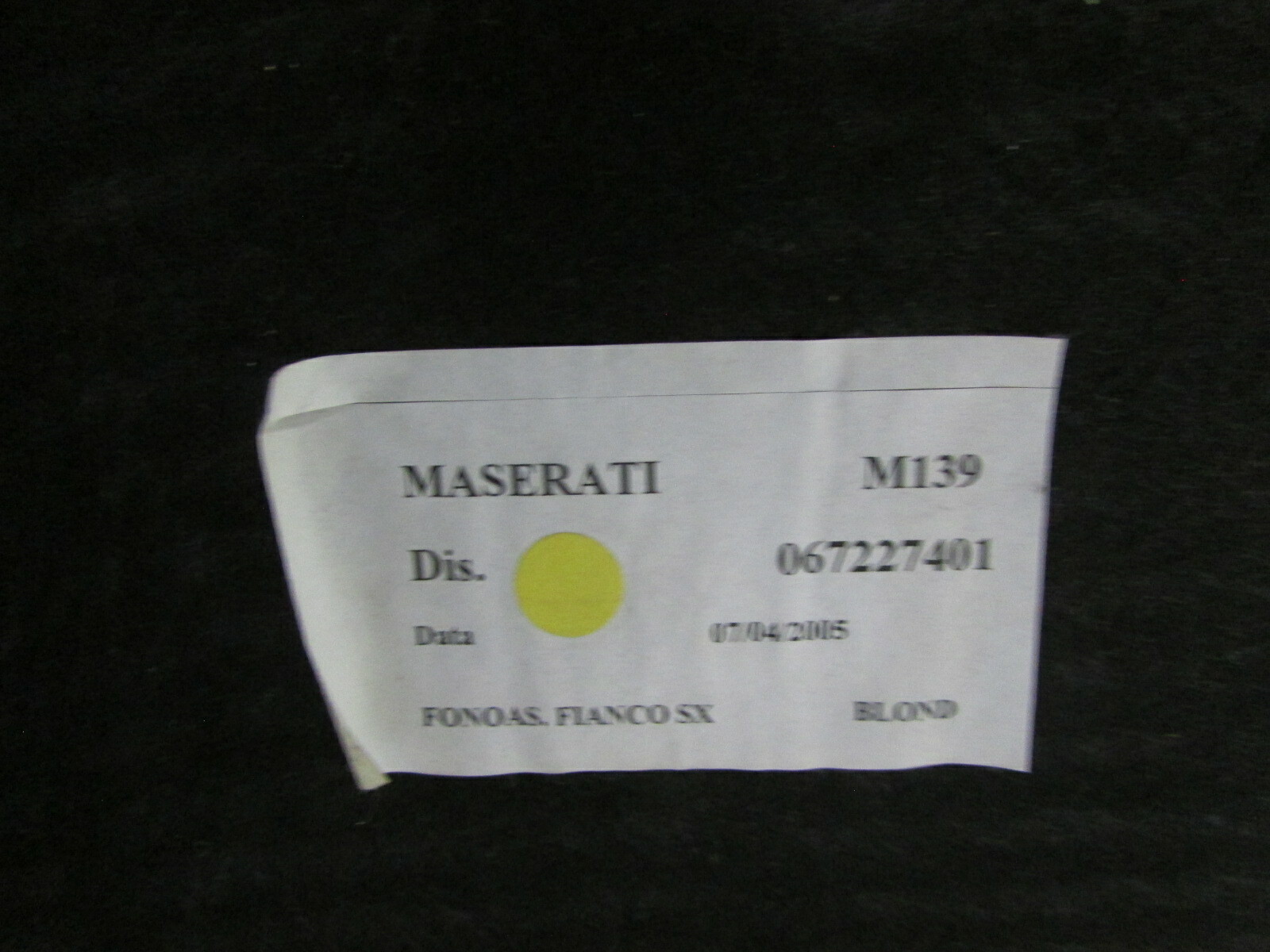Maserati Quattroporte, LH, Left Complete Trunk Carpet Panel, Used, P/N 981306806