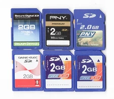 Lot Of 6x PNY / Dane Elec / Delkin Devices 2GB SD Camera Memory Cards