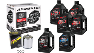 Maxima Synthetic 20W50 3 Hole Oil Change Kit Chrome Harley Twin Cam 1999-2023