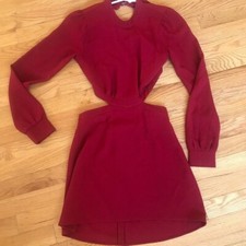 RARE Reformation Chai Red Cutout Mini Long Sleeve Dress