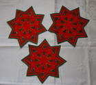 Vintage NWOT Kolf Holiday Christmas Star Shaped Red Napkins Placemats Set of 3
