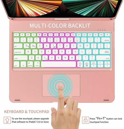 For iPad Pro 12.9" 3/4/5/6th Gen 2022 360° Rotatable Keyboard Case With Touchpad - Picture 21 of 34