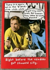 1x Star Trek Christmas Holiday Greeting Card + Envelope Kirk Spock Reindeer 