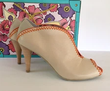 Peep Toe Heel Bootie Poetic Licence All or Nothing Beige Orange Womens 6.5 Shoe