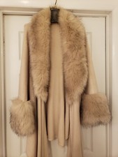 Faux Fur Shawl Beige Collared XL
