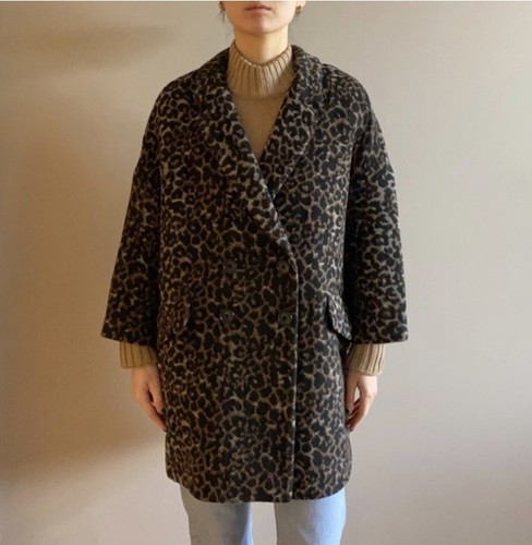 Leopard Print Coat Womans Medium Oversized Double Breasted COACH $550 Punk Wool - Picture 3 of 24