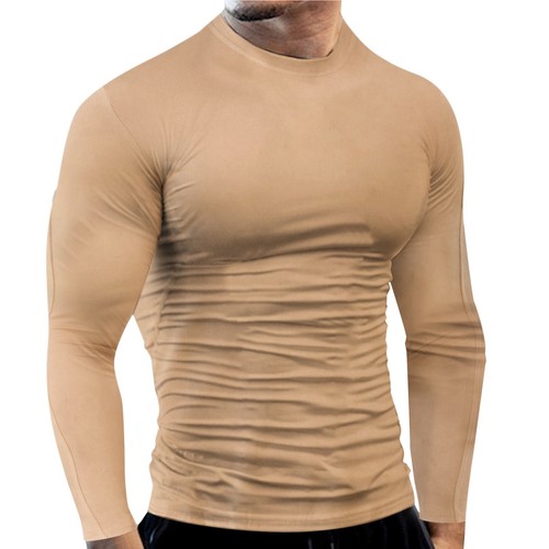 Men's Fitness Sports Quick Drying Tops Slim Fit Long Sleeve T Shirt Solid Blouse - Picture 9 of 54
