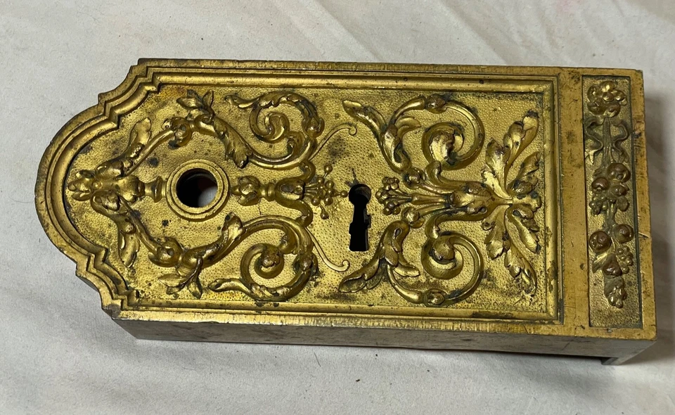 罕见古董法国镀金青铜门锁五金打捞华丽维多利亚 — 第 2/4 张图片