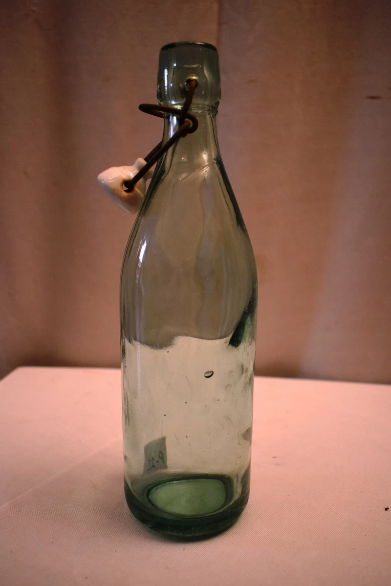 Antique Glass Bottle Clear Swing Top Closure Beer Or Mineral Water Collectibl"11