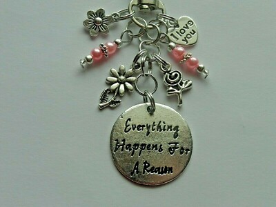 INSPIRATIONAL EVERYTHING HAPPENS FOR A REASON KEY CHAIN CLIP FOR PURSE FOB ZIPPE