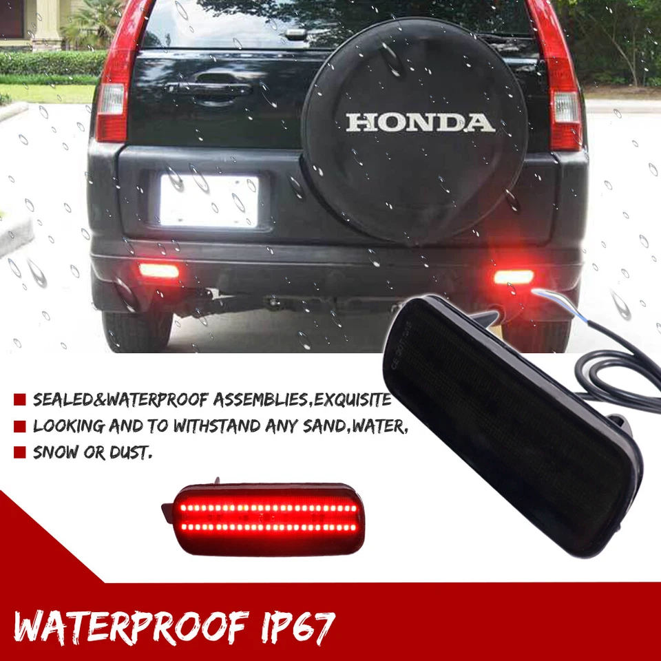 PARA HONDA CR-V 2002-2004 LENTE AHUMADA ROJO LED PARACHOQUES TRASERO REFLECTOR LUCES DE FRENO Foto 3 de 4