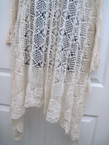 CAMI Mujer XL Crochet Tejido Abierto Chaqueta Chal Beige Mangas Largas De Colección Nuevo - Imagen 12 de 19