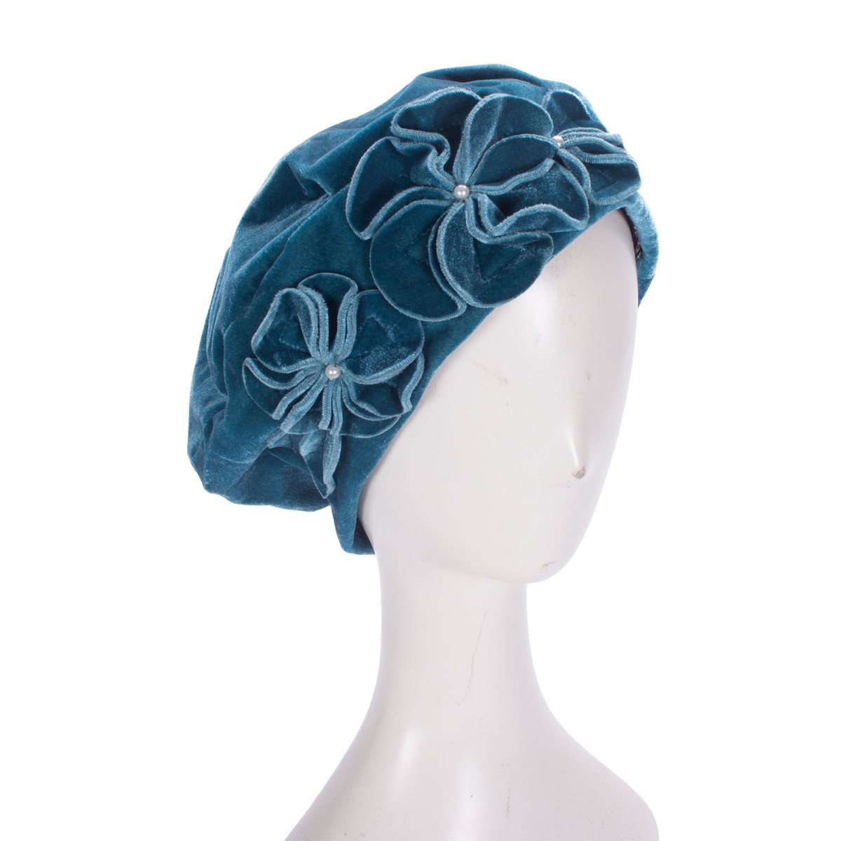 3799 Teal Womens 1920 Vintage Style Velvet Beret Floral Hat Chic Cap T513 61uUbYgqLQL._AC_UY1000_.jpg main image 3