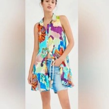 Anthropologie I Maeve Sleeveless Brilliant Floral Tunic Mini Dress XS