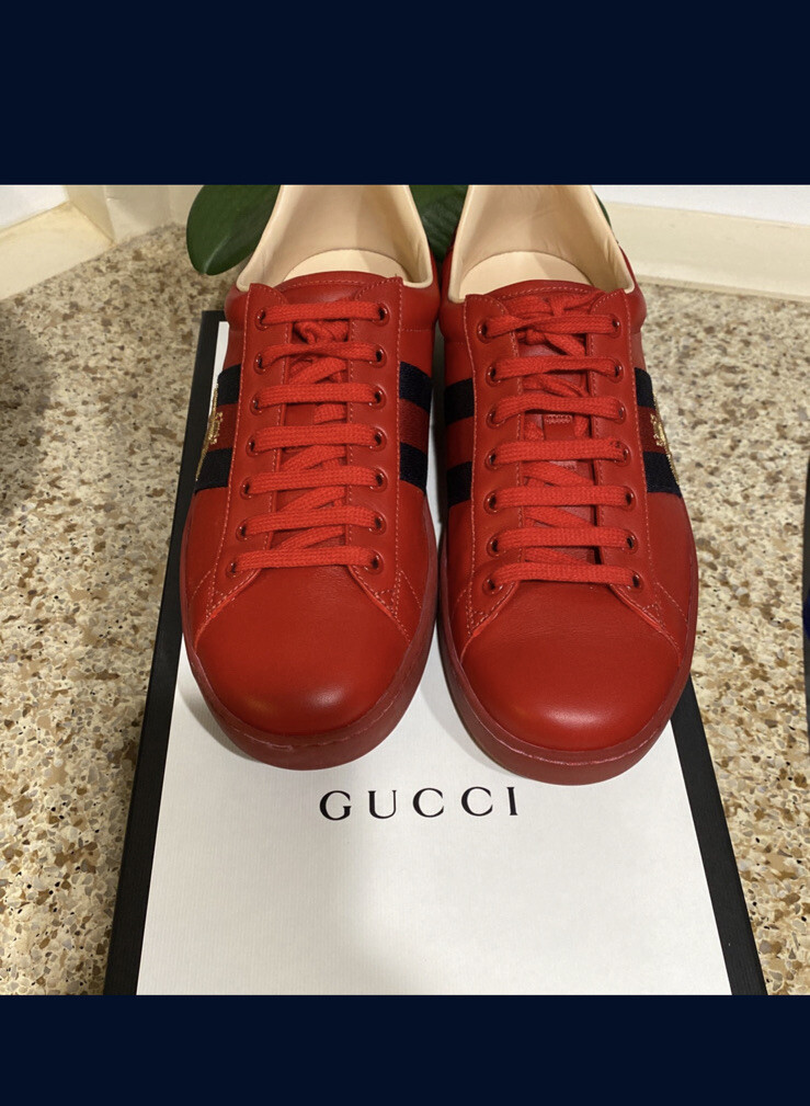 Gucci Ace Bee Embroidered Men's Sneakers Shoe Size 8.5