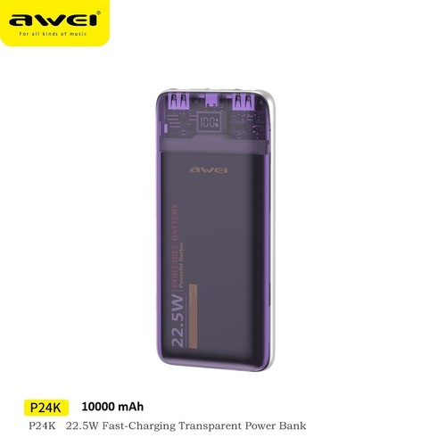 Powerbank 22.5W 10000mAh Fast-Charging USB A, Type C with Handy Lanyard Purple - 第 1/6 張圖片