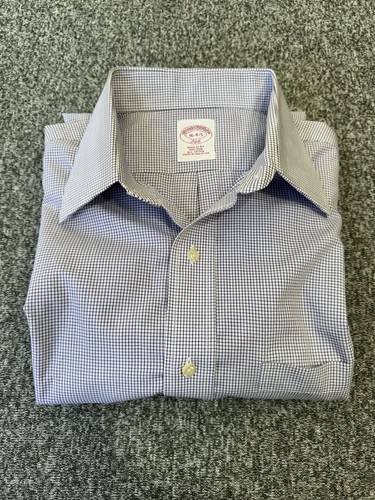 Brooks Brothers 346 Mens 16 4/5 Long Sleeve Button Down Shirt Check White Black