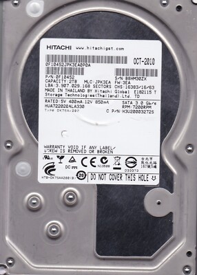 HUA722020ALA330 OCT 2010  MLC: JPK3EA  pn: 0F10452 FW: 3EA 2TB 3.5'' SATA HITACHI