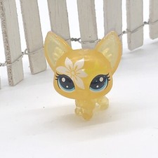 Littlest Pet Shop lps MINI papillon dog puppy clear Yellow glitter flower petal
