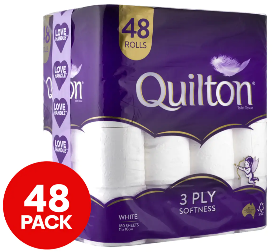 48x Quilton Toilet Paper Tissue Rolls Thick Soft Absorbent 3Ply 180