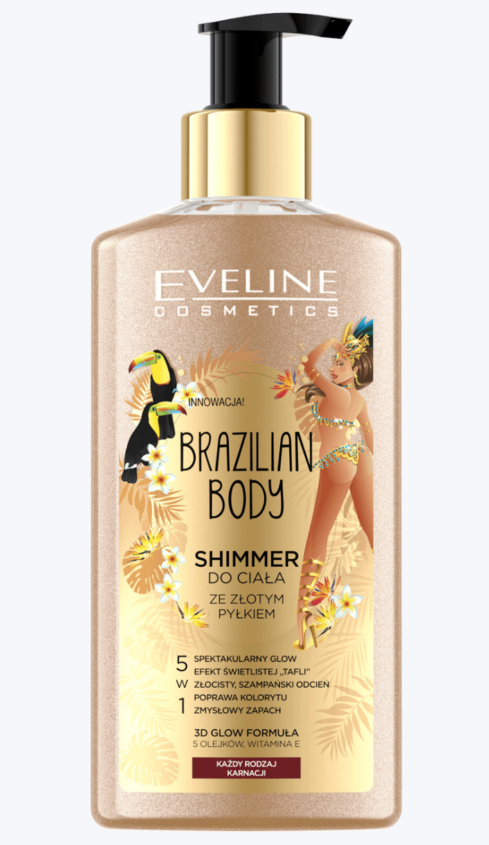 Eveline Brazilian Body Shimmer Golden Dust Argan Almond Moringa Macadamia Oils
