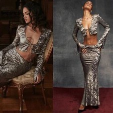 House of CB 'Clara'  Maxi Skirt and Giulia top Shimmer Metallic Size ( L and S )