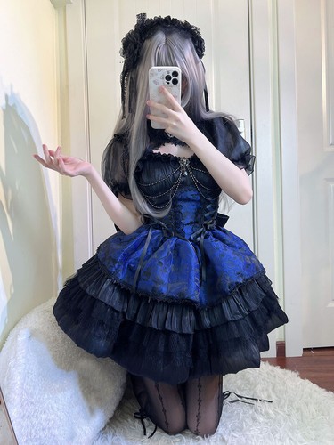 Lolita Girls JSK A-Line Ruffle Mini Dress Gothic Costume Coat Princess Japanese - Picture 6 of 14