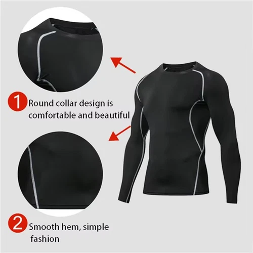 2er Pack Herren Kompressionsunterwäsche Unterunterwäsche Oberteil Tight Langarm T-Shirts - Bild 13 von 32