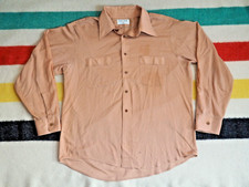 VTG 60s 70s Royal Knight Perm Press Beige Mauve Distress Button Pocket Shirt XL