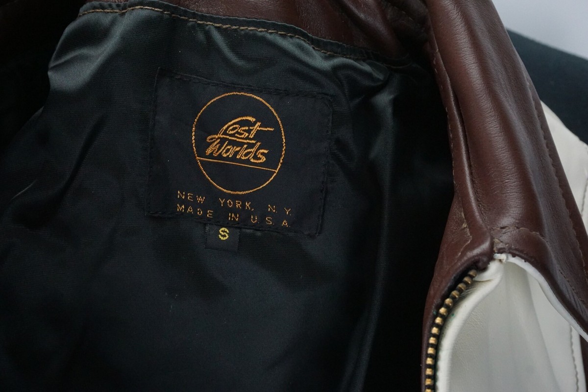 Lost Worlds Brown/White Horsehide DBL Front Pocket Leather Jacket