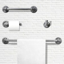 Industrial Pipe Towel Holder 24 in, Rustic Steel