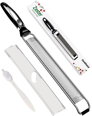 Zester & Stainless Steel Grater for Cheese, Lemon, Ginger, and More