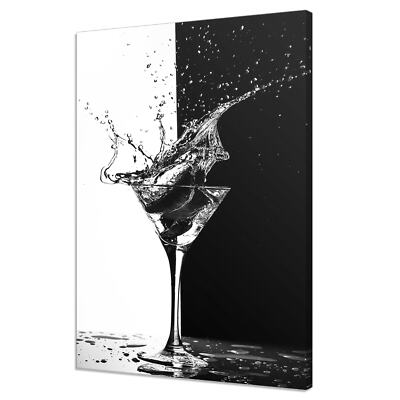 Martini Splash Glas schwarz weiß modern Küche Design Wohndeko Leinwandbild